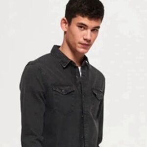 Rogue State vintage Rogue apparel black long sleeve Gray Button-Up Jacket